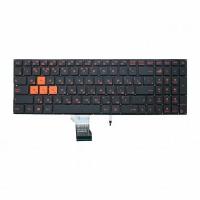 Клавиатура для ноутбука Asus GL502, GL502V, GL502VM, GL502VS, GL502VT, GL502VY черная, кнопки оранже