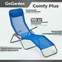 Шезлонг Go Garden Comfy Plus, 143х60х97 см, до 100 кг, синий