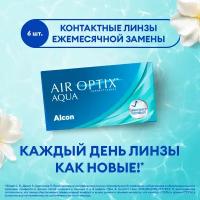 Мягкие контактные линзы AIR OPTIX AQUA 6pk / Диоптрии -6.00 / Диаметр 14.20 / Радиус 8.6/