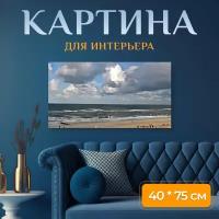 Картина на холсте "Море, северное море, морской берег" на подрамнике 75х40 см. для интерьера