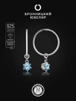 Серьги конго из серебра 925 пробы круглые