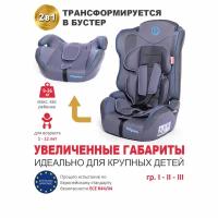 Baby Care Детское автомобильное кресло Upiter Plus гр I/II/III, 9-36кг, (1-12лет) Серый/Синий (Grey/Blue)