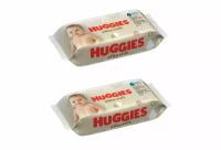 Huggies Влажные салфетки Элит Софт Нэчурал без отдушки 56 шт/уп,2 уп