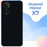 Защитный силиконовый чехол накладка для смартфона Huawei Honor X7 / Противоударный чехол с защитой камеры на телефон Хуавей Хонор Х7 / Черный