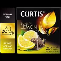 Чай черный Curtis "Sunny Lemon" с ароматом лимона цедрой цитрусовых и лепестками цветов фруктовый ароматизированный 20 пирамидок