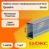 Кабель-канал перфорированный серый 25х40 RL12 G DKC Premium Quadro пластик ПВХ L1000 - 1шт