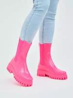 Резиновые сапоги ботинки челси непромокаемые женские подростковые водонепроницаемые на подарок YESANTA K91-5-pink