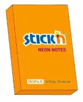 Самоклеящийся неоновый блок 76х51мм, 100л, оранжевый, STICK'N, HOPAX (в упаковке 3 блока)