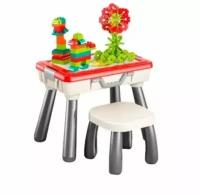 Развивающий стол трансформер для конструирования, столик со стульчиком и контейнером для хранения, детская мебель для игр с водой и песком, конструктор в комплекте