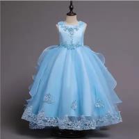 Нарядное платье для девочки, размер 140, голубой
