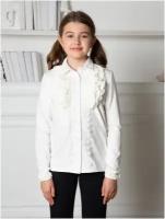 Блузка нарядная школьная для девочки / Белый слон р.156