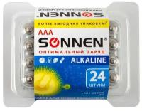 Батарейки комплект 24 шт, SONNEN Alkaline, ААА (LR03, 24А), алкалиновые, мизинчиковые, короб, 455096