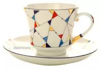 Чашка с блюдцем чайная форма "Банкетная" рисунок "Калейдоскоп", Императорский фарфоровый завод