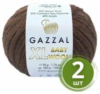 Пряжа Gazzal Baby Wool XL (Беби Вул) - 2 мотка Цвет: Коричневый (807), 40% мериносовая шерсть, 20% кашемир, 40% акрил, 100м/50г