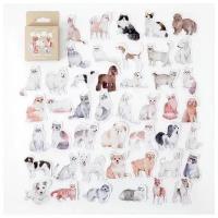 Набор милых стикеров для скрапбукинга "Кошечки и собачки", 45 шт., наклейки для творчества
