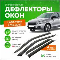 Дефлекторы боковых окон Лада Веста (Lada Vesta) 2015-2023 седан, ветровики на двери автомобиля, ТТ