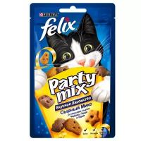 Лакомство для кошек Felix Party Mix Сырный микс со вкусом чедера, гауды и эдама