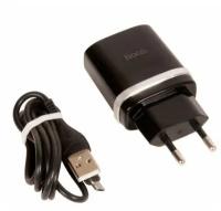 Зарядное устройство HOCO c12Q Smart QC3.0, кабель Micro USB, один порт USB, 5V, 3.0A, черный