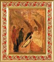 Жены-Мироносицы у гроба Господня, широкая рамка с узором 14,5*16,5 см