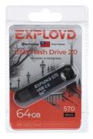 Флешка Exployd 570, 64 Гб, USB2.0, чт до 15 Мб/с, зап до 8 Мб/с, чёрная