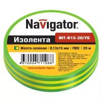 Изолента Navigator NIT-B15-20/B ПВХ 15 мм x 20 м, 5 уп., x, 1 шт., зеленый/желтый