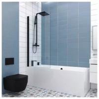 Шторка на ванну GWMPLP61ASQ 80x150 см, профиль черный матовый, цвет стекла бесцветный, стекло закаленное 8 мм