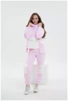 Женский спортивный костюм (толстовка/худи + брюки) в розовом цвете, размер 48