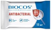 BioCos Влажные салфетки Антибактериальные 15шт