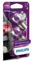 Лампа автомобильная Philips VisionPlus P21W (BA15s)+60% (бл. 2шт) 12V, 12498VPB2