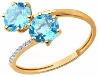 Кольцо SOKOLOV Diamonds из золота с бриллиантами и топазами 71-00122, размер 17