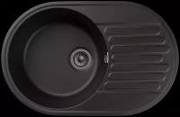 Мойка GRANFEST--QUARZ (ECO) - 18 рондо 1 чаша+крыло 740*480 мм (черный)(без сифона)