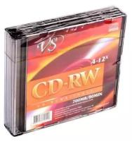 Оптический диск CD-RW VS 700Mb, 4-12x, slim case, 1шт. (VSCDRWSL01)