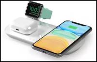 Зарядная станция 3 в 1: iPhone, Apple Watch, Airpods, беспроводная, 17,5 Вт, белая, крафт, Deppa 24010-OZ