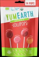 Органические Леденцы YumEarth Organic Fruit Pops, на палочке, без глютена и без аллергенов, только натуральные ингредиенты, веган, Ассорти, 14 леденцов