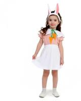 Карнавальный костюм «Зайка белая», плюш, пелерина, юбка, головной убор, рост 110-116 см