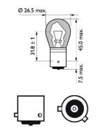 PHILIPS лампа PY21W 12V-21W (BAU15S) (серебристый дизайн) SILVER VISION блистер (2ШТ.) 12496SVB2