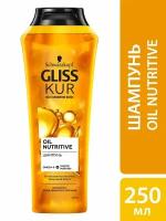 Шампунь для волос Gliss Kur Oil Nutritive Интенсивное питание и здоровый блеск для секущихся волос 250мл