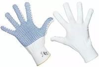 Перчатки нейлоновые с частичным покрытием ладони и пальцев «Точка» ПВХ белые 09-0260 (10 пар)