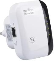 Wi-Fi усилитель беспроводного интернет сигнала до 300м с индикацией / Wi-Fi repeater, репитер, ретранслятор до 300 Мбит/сек, евровилка. Цвет: белый