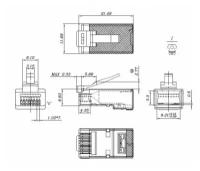 Hyperline PLEZ-8P8C-U-C6-SH-100 Разъем легкой оконцовки RJ-45 (8P8C) под витую пару, категория 6 (50 µ"/ 50 микродюймов), э