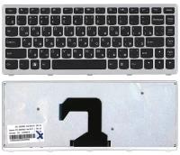 Клавиатура для ноутбука Lenovo IdeaPad U410 черная, рамка серебряная