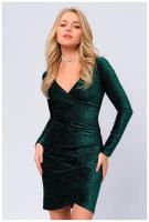Изумрудное блестящее платье с длинными рукавами 1001 DRESS (10422, зеленый, размер: 42)