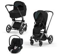 Коляска 3 в 1 Cybex PRIAM IV Deep Black шасси Chrome Black