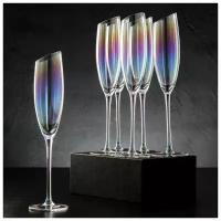Набор бокалов для шампанского Иллюзия, 180 мл, 5,5?27,5 см, 6 шт, цвет перламутровый Magistro 6073