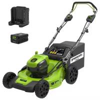 Аккумуляторная газонокосилка Greenworks 2505607ub GD60LM51SPK4, 4 А·ч, без АКБ и ЗУ, 51 см