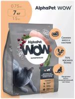 AlphaPet WOW сухой для стерилизованных кошек c Цыпленком 7кг