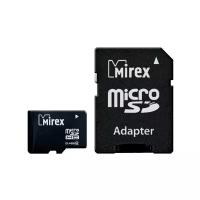 Карта памяти Mirex microSDHC 4 ГБ Class 4, R/W 12/5 МБ/с, адаптер на SD, 1 шт., черный