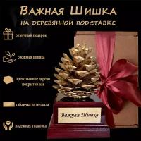 Подарок Важная Шишка на деревянной подставке