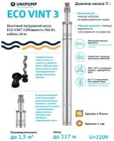 Насос погружной скважинный ЕСО VINT-3 3" (750 Вт, Нмакс-105 м, Q макс- 33,3 л/мин, кабель - 30 м)
