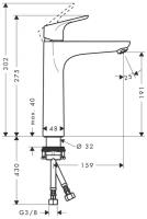 Смеситель для раковины hansgrohe Focus 190, без сливного гарнитура 31518000, хром